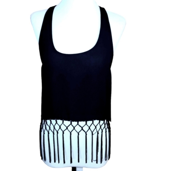 NWT. Forever 21 Women's Black Fringe Tank Top. Small - Picture 1 of 5